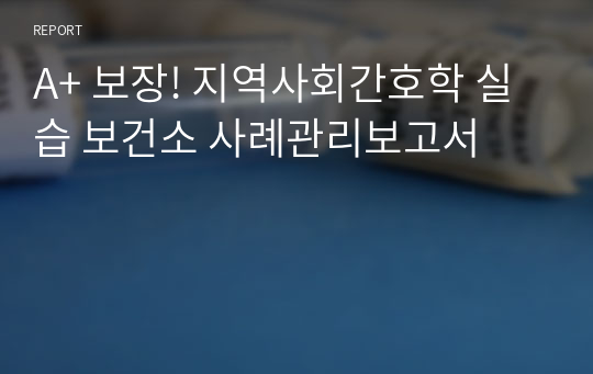 A+ 보장! 지역사회간호학 실습 보건소 사례관리보고서