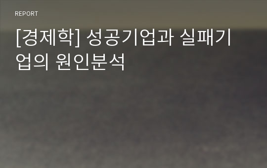 [경제학] 성공기업과 실패기업의 원인분석