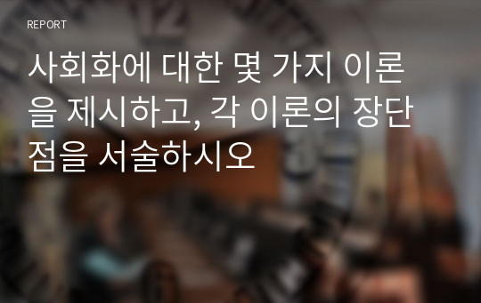 사회화에 대한 몇 가지 이론을 제시하고, 각 이론의 장단점을 서술하시오