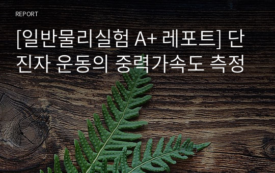 [일반물리실험 A+ 레포트] 단진자 운동의 중력가속도 측정