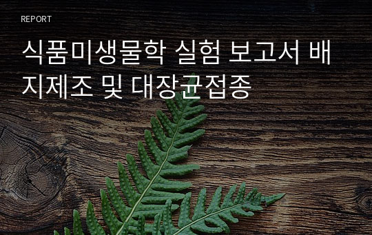 식품미생물학 실험 보고서 배지제조 및 대장균접종 (A+보고서)