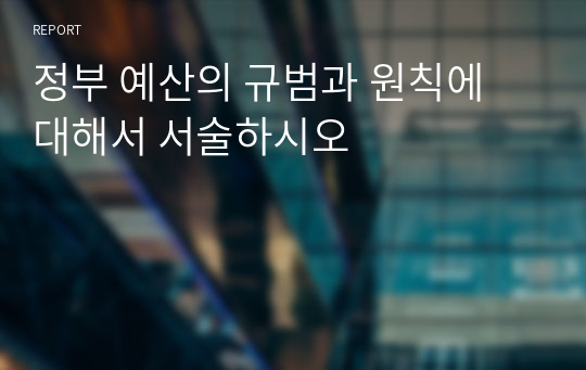 정부 예산의 규범과 원칙에 대해서 서술하시오