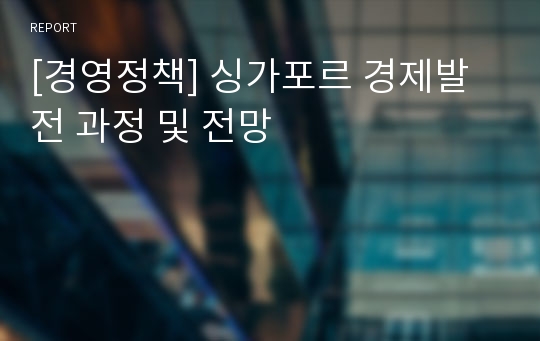 [경영정책] 싱가포르 경제발전 과정 및 전망