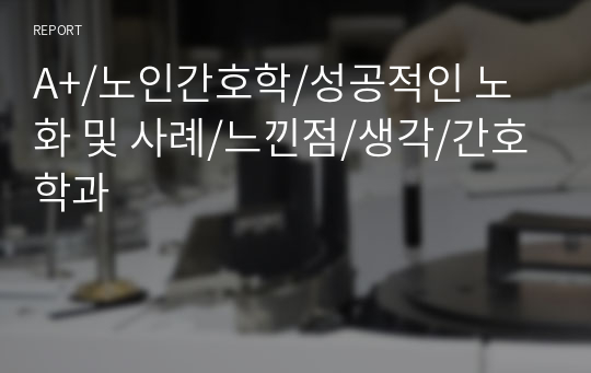 A+/노인간호학/성공적인 노화 및 사례/느낀점/생각/간호학과