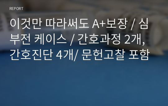 이것만 따라써도 A+보장 / 심부전 케이스 / 간호과정 2개, 간호진단 4개/ 문헌고찰 포함