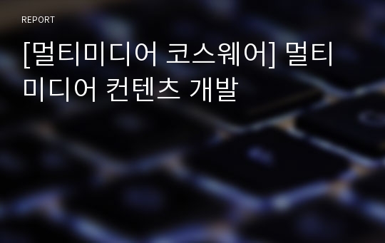 [멀티미디어 코스웨어] 멀티미디어 컨텐츠 개발