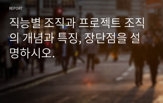 직능별 조직과 프로젝트 조직의 개념과 특징, 장단점을 설명하시오.