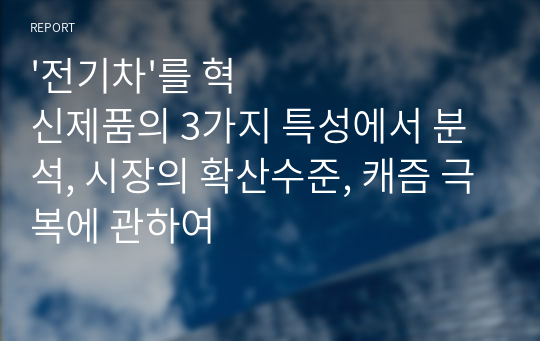 &#039;전기차&#039;를 혁신제품의 3가지 특성에서 분석, 시장의 확산수준, 캐즘 극복에 관하여