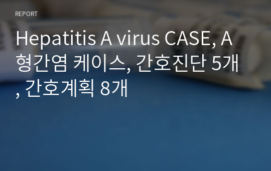 Hepatitis A virus CASE, A형간염 케이스, 간호진단 5개, 간호계획 8개