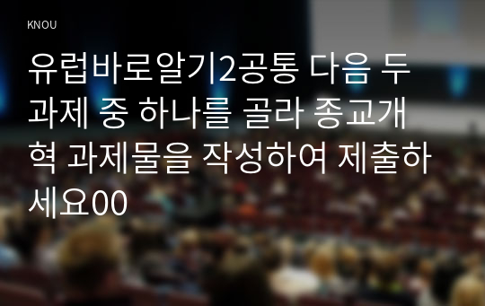 유럽바로알기2공통 다음 두 과제 중 하나를 골라 종교개혁 과제물을 작성하여 제출하세요00