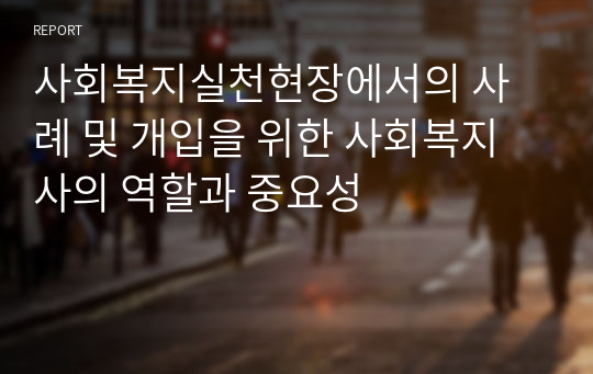 사회복지실천현장에서의 사례 및 개입을 위한 사회복지사의 역할과 중요성