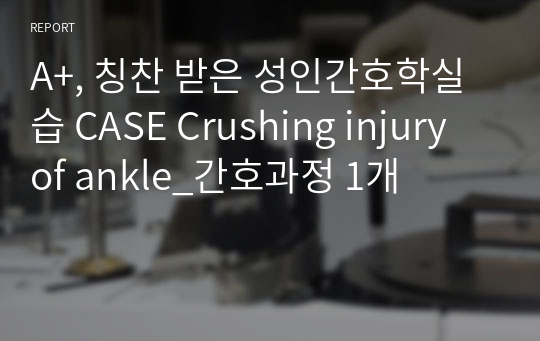 A+, 칭찬 받은 성인간호학실습 CASE Crushing injury of ankle_간호과정 1개