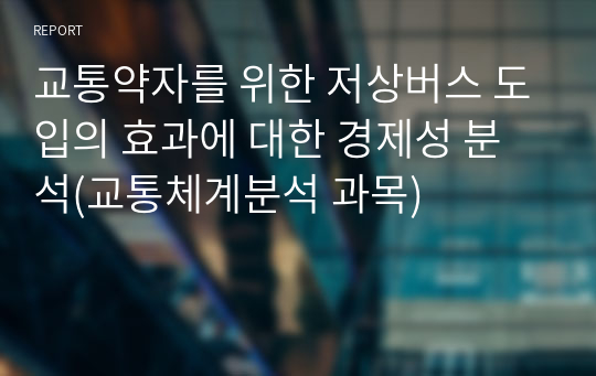 교통약자를 위한 저상버스 도입의 효과에 대한 경제성 분석(교통체계분석 과목)