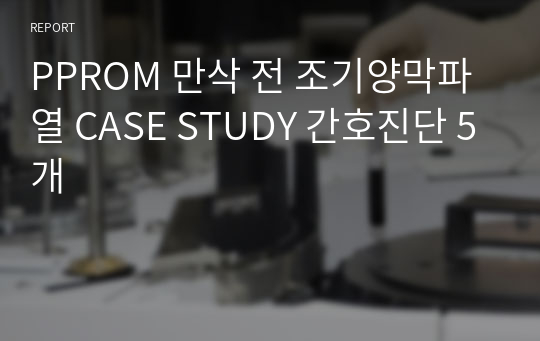 PPROM 만삭 전 조기양막파열 CASE STUDY 간호진단 5개