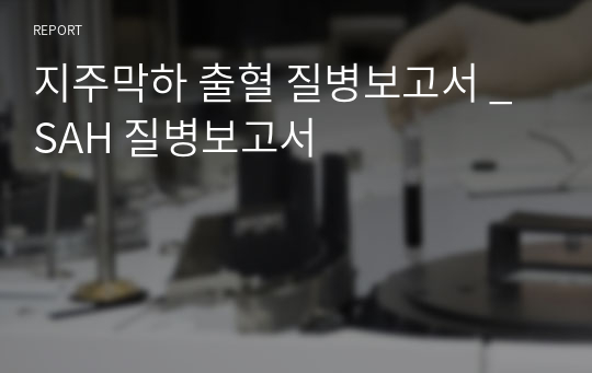 지주막하 출혈 질병보고서 _ SAH 질병보고서