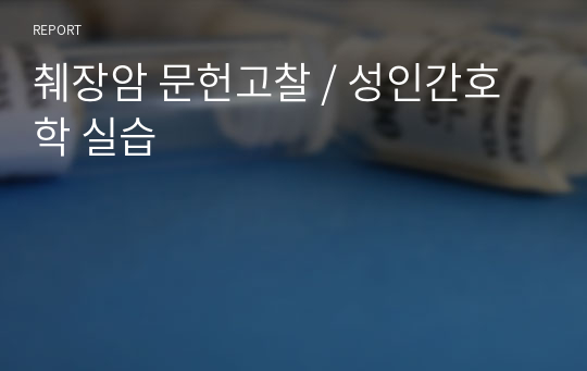 췌장암 문헌고찰 / 성인간호학 실습