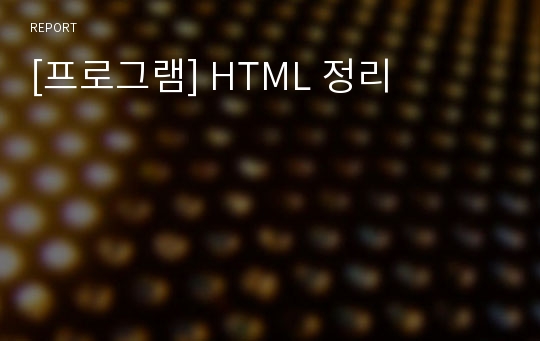 [프로그램] HTML 정리