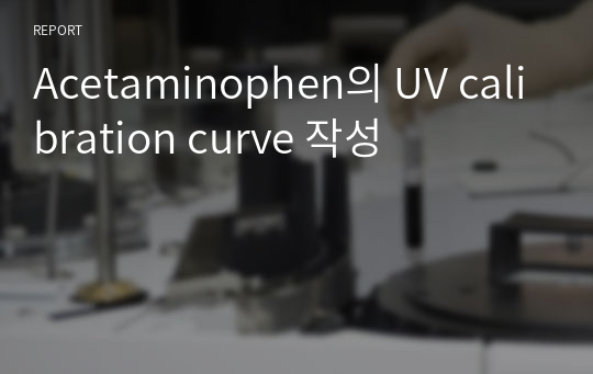 Acetaminophen의 UV calibration curve 작성