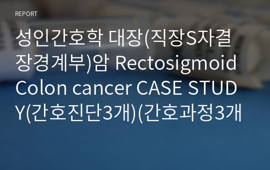 성인간호학 대장(직장S자결장경계부)암 Rectosigmoid Colon cancer CASE STUDY(간호진단3개)(간호과정3개)