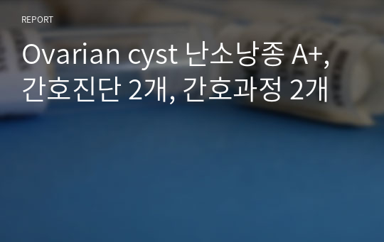 Ovarian cyst 난소낭종 A+, 간호진단 2개, 간호과정 2개