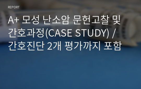 A+ 모성 난소암 문헌고찰 및 간호과정(CASE STUDY) / 간호진단 2개 평가까지 포함