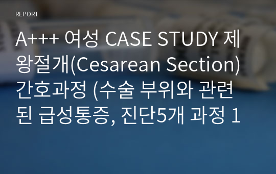 A+++ 여성 CASE STUDY 제왕절개(Cesarean Section) 간호과정 (수술 부위와 관련된 급성통증, 진단5개 과정 1)