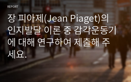 장 피아제(Jean Piaget)의 인지발달 이론 중 감각운동기에 대해 연구하여 제출해 주세요.