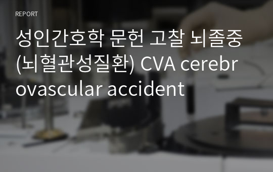 성인간호학 문헌 고찰 뇌졸중(뇌혈관성질환) CVA cerebrovascular accident