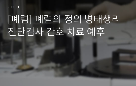 [폐렴] 폐렴의 정의 병태생리 진단검사 간호 치료 예후