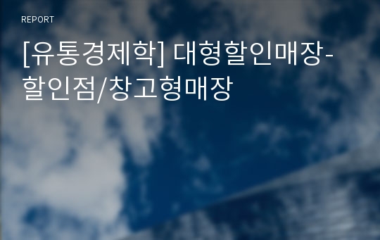 [유통경제학] 대형할인매장-할인점/창고형매장