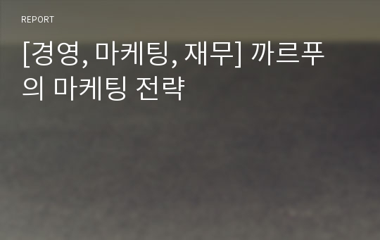 [경영, 마케팅, 재무] 까르푸의 마케팅 전략