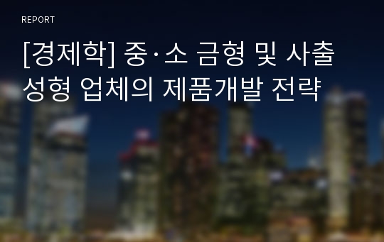 [경제학] 중·소 금형 및 사출성형 업체의 제품개발 전략