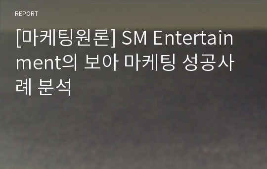 [마케팅원론] SM Entertainment의 보아 마케팅 성공사례 분석