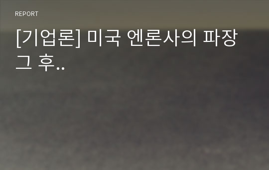[기업론] 미국 엔론사의 파장 그 후..