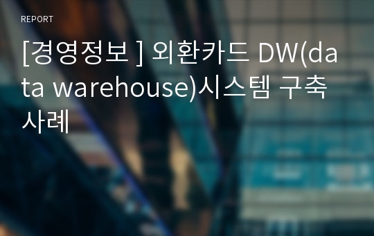 [경영정보 ] 외환카드 DW(data warehouse)시스템 구축사례