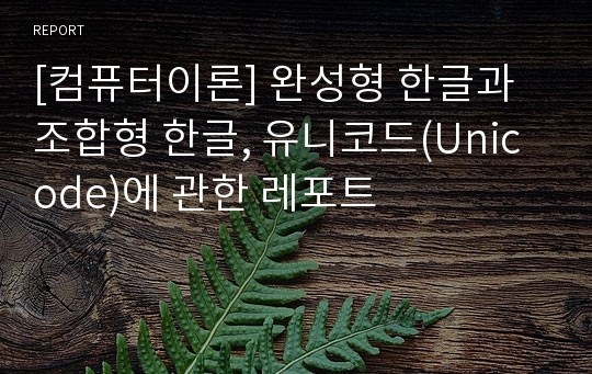 [컴퓨터이론] 완성형 한글과 조합형 한글, 유니코드(Unicode)에 관한 레포트