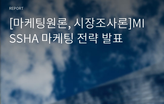 [마케팅원론, 시장조사론]MISSHA 마케팅 전략 발표