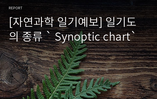 [자연과학 일기예보] 일기도의 종류 ` Synoptic chart`