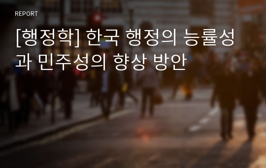 [행정학] 한국 행정의 능률성과 민주성의 향상 방안