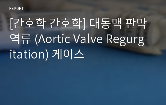 [간호학 간호학] 대동맥 판막역류 (Aortic Valve Regurgitation) 케이스