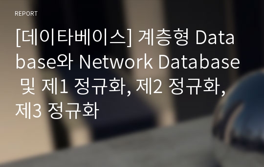 [데이타베이스] 계층형 Database와 Network Database 및 제1 정규화, 제2 정규화, 제3 정규화