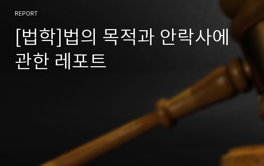 [법학]법의 목적과 안락사에 관한 레포트