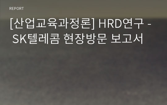 [산업교육과정론] HRD연구 - SK텔레콤 현장방문 보고서