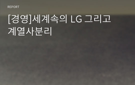 [경영]세계속의 LG 그리고  계열사분리