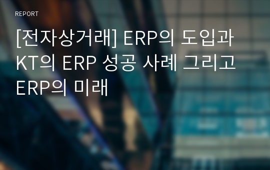 [전자상거래] ERP의 도입과 KT의 ERP 성공 사례 그리고 ERP의 미래