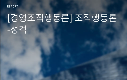 [경영조직행동론] 조직행동론-성격