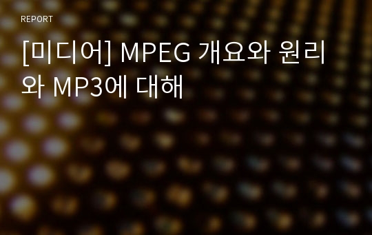 [미디어] MPEG 개요와 원리와 MP3에 대해