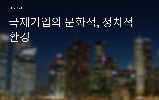 국제기업의 문화적, 정치적 환경