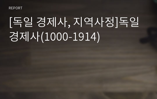 [독일 경제사, 지역사정]독일경제사(1000-1914)