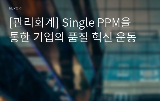 [관리회계] Single PPM을 통한 기업의 품질 혁신 운동